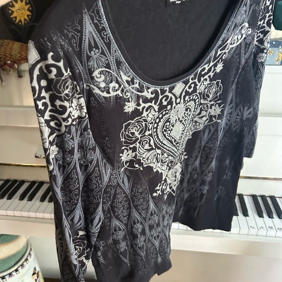 Vanilla Sugar Y2K Black and Gray Patterned Blouse Large - Picture 7 of 16